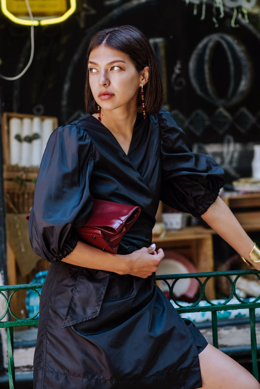 Robe portefeuille noire Lusso