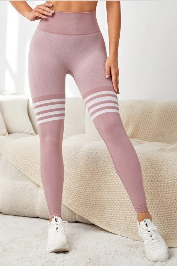 Blaire Sport Gym Babe Striped Booty Butt Lifting Workout Leggings