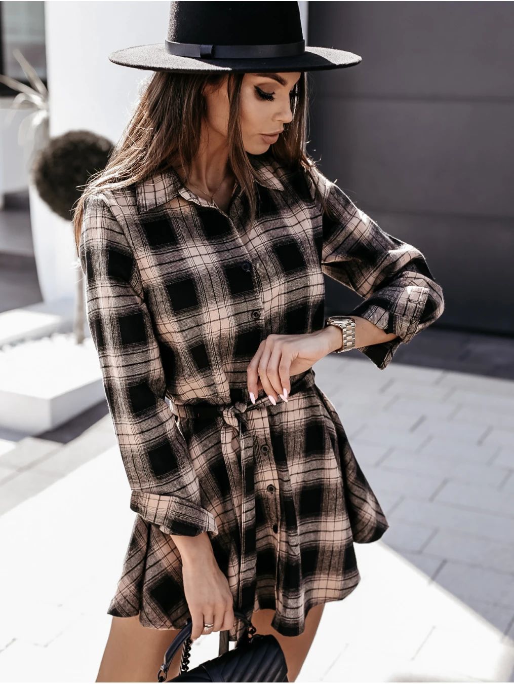 Fall Winter Sexy Print Shirt Dress Women