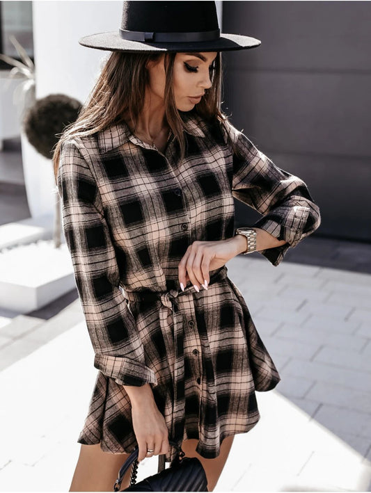 Fall Winter Sexy Print Shirt Dress Women