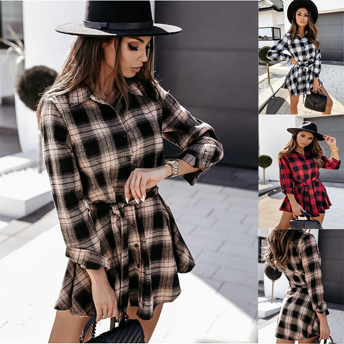 Fall Winter Sexy Print Shirt Dress Women