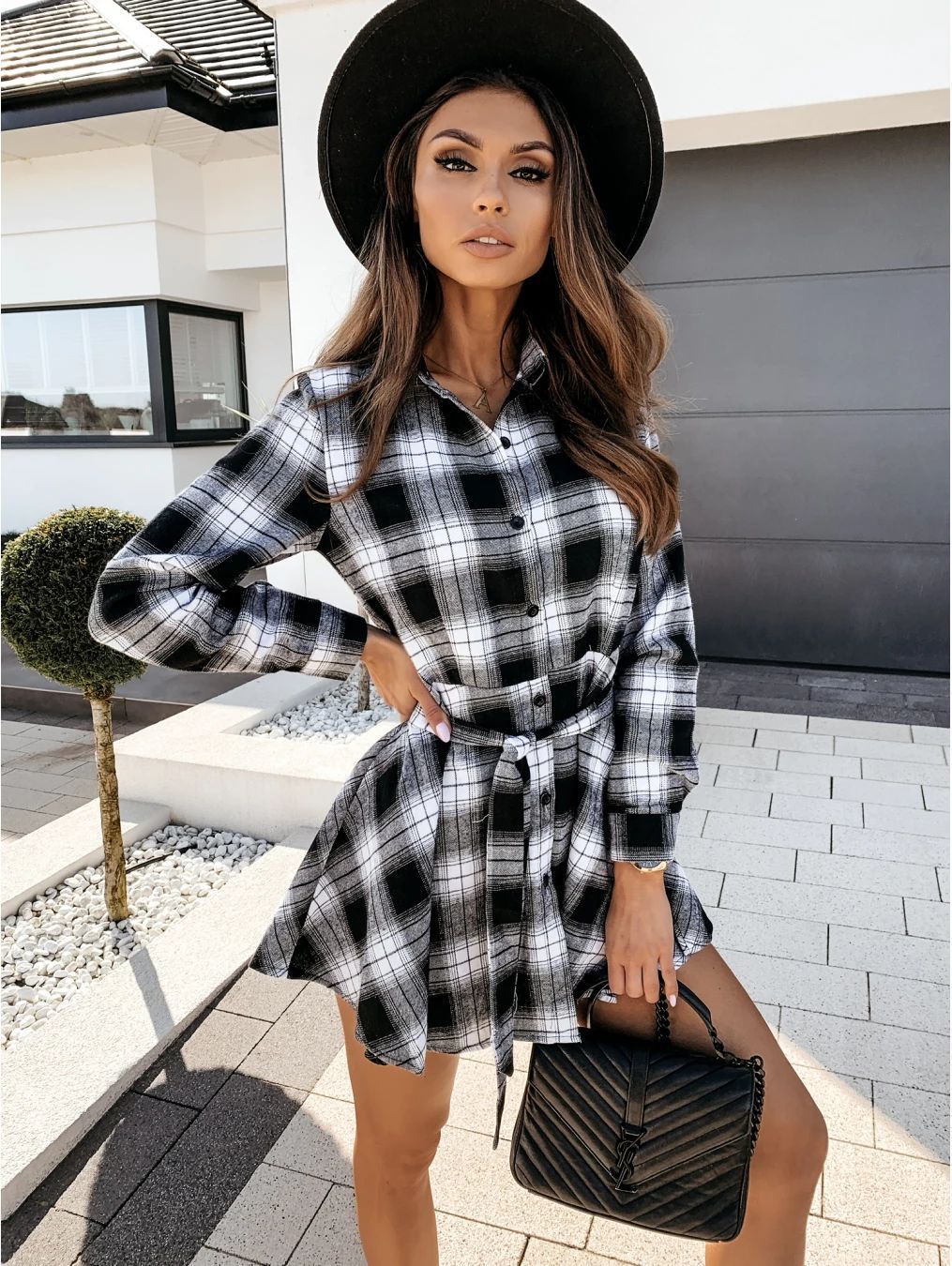 Fall Winter Sexy Print Shirt Dress Women