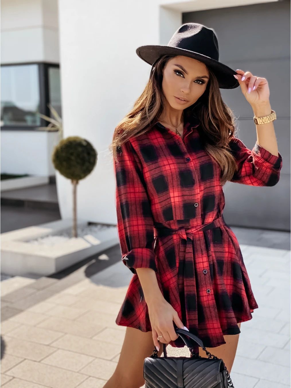 Fall Winter Sexy Print Shirt Dress Women