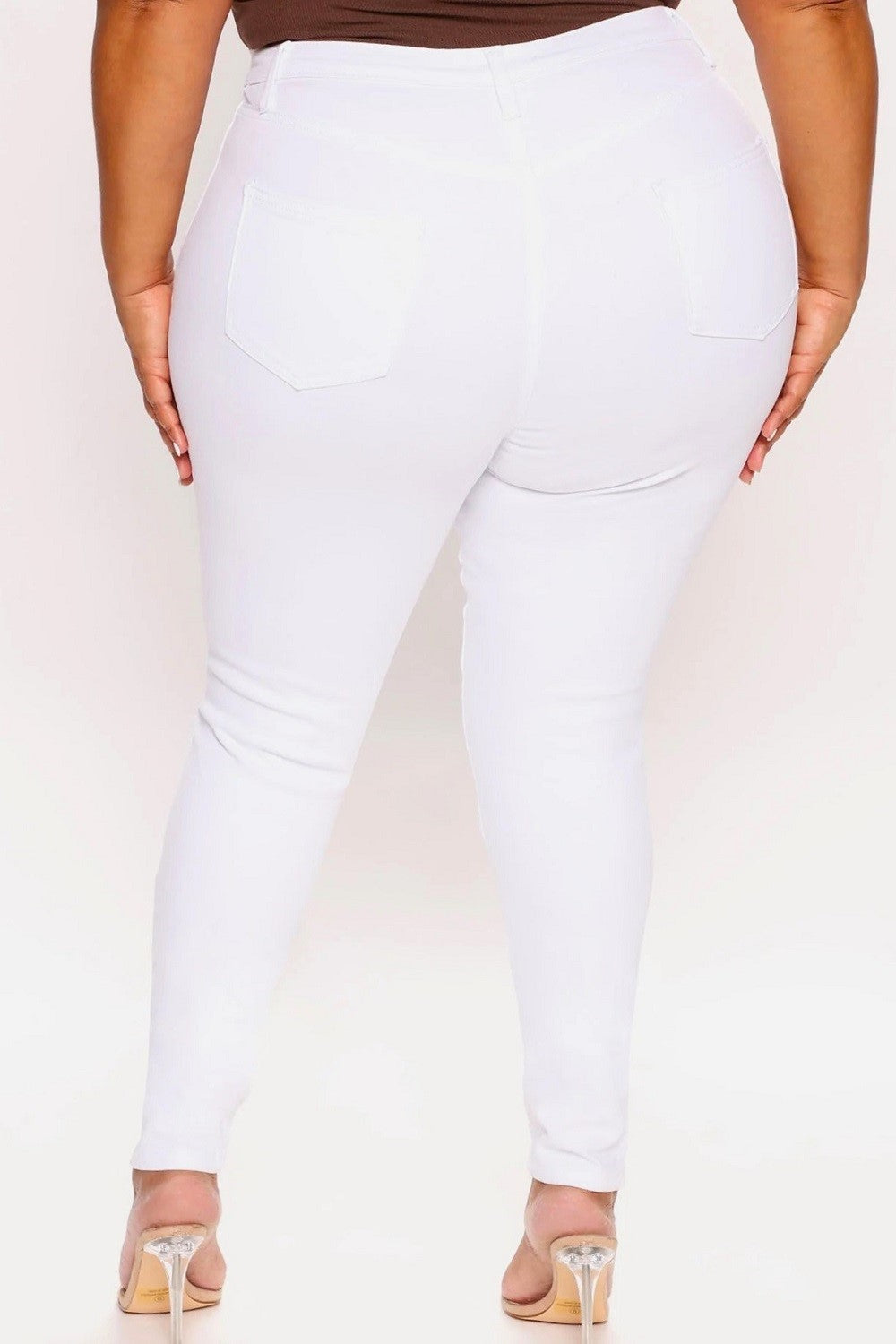 Kayla Plus Size High Rise Destroyed White Skinny Jean