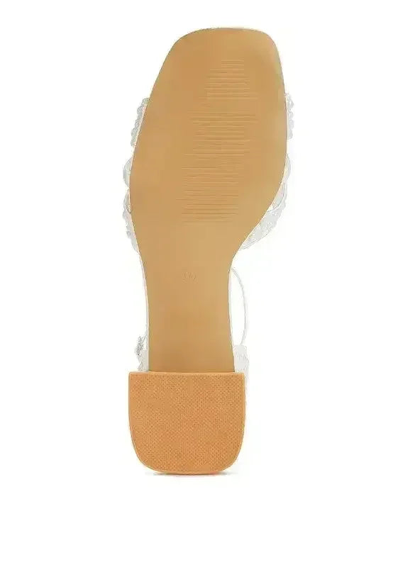 Pearl Bridal Sandals - Low Heel Satin Shoes - Wedding Party Comfort