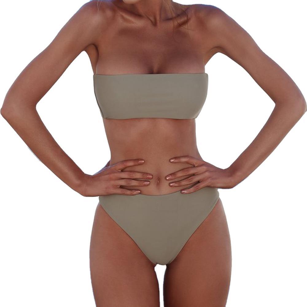 Women Swimsuit Sexy Split Solid Color Bikini Popular Swimsuit Bikini