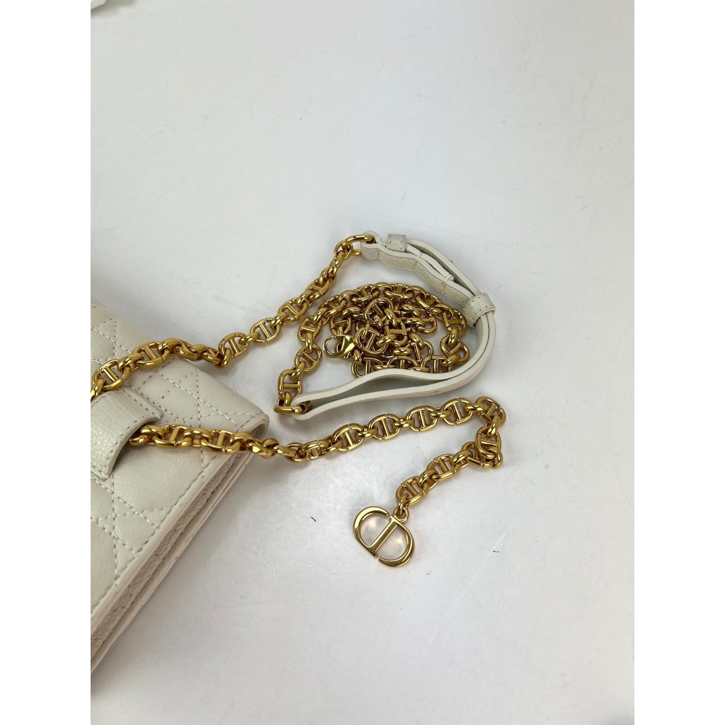 Christian Dior Caro Cannage White Leather Belt Bag Clutch