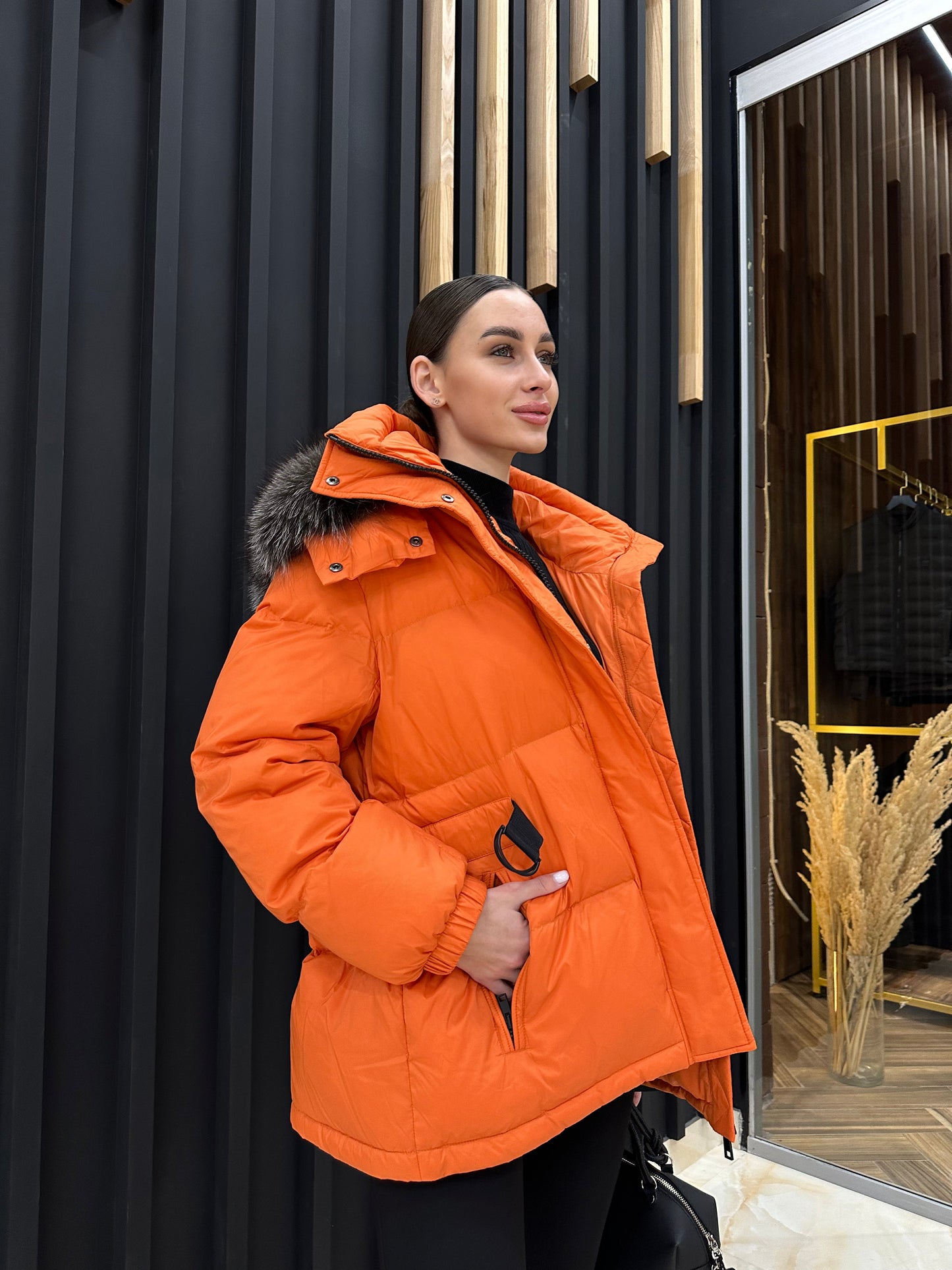 Veste en duvet de renard argenté véritable