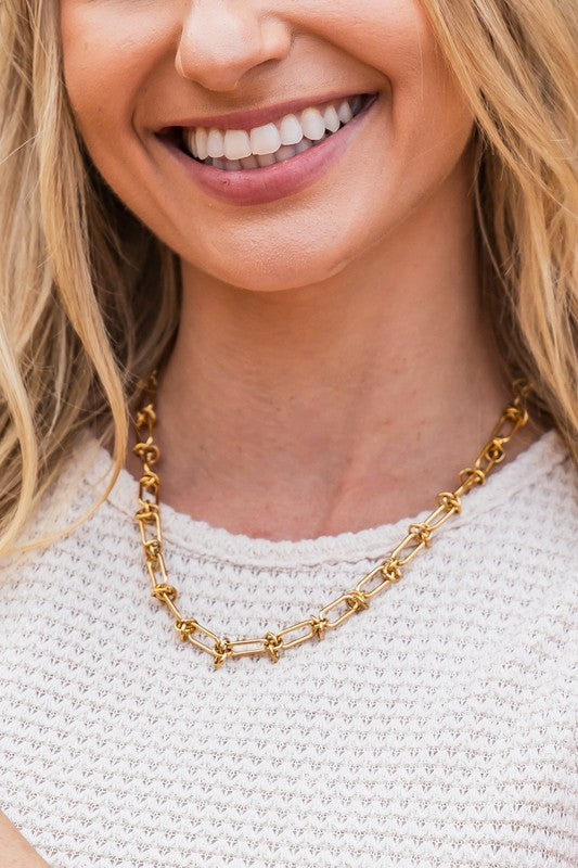 18K STAINLESS STEEL BARBED WIRE CHAIN NECKLACE