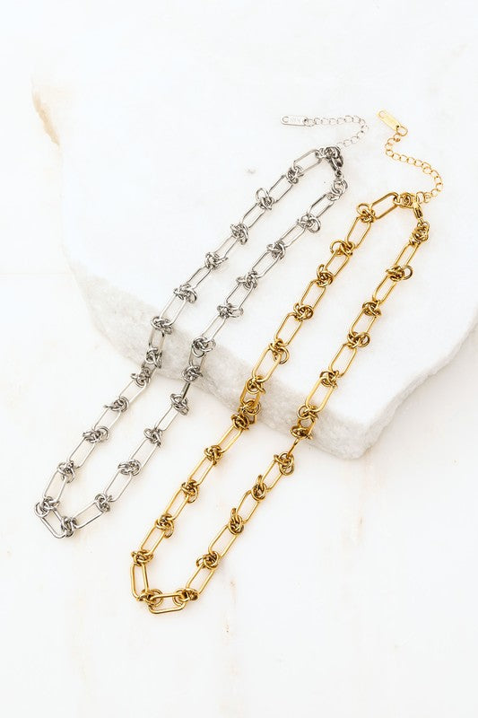 18K STAINLESS STEEL BARBED WIRE CHAIN NECKLACE