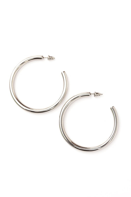 14K STAINLESS STEEL OPEN HOOP EARRINGS