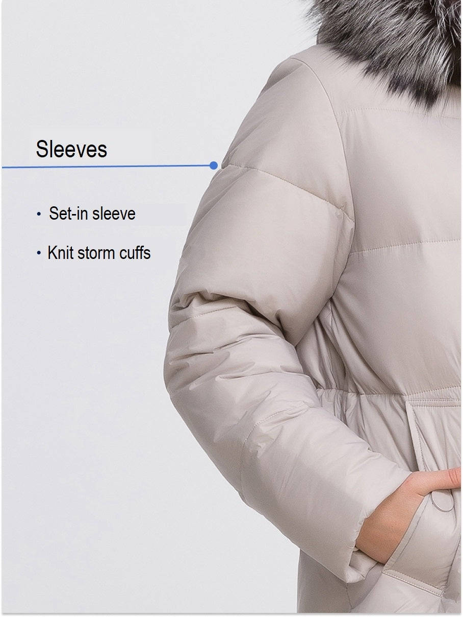 Mirabelle Genuine Silver Fox Fur Down Fill Coat