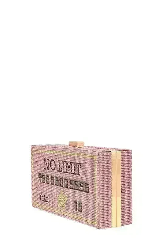 NO LIMIT YOLO Credit Card Rhinestone Clutch