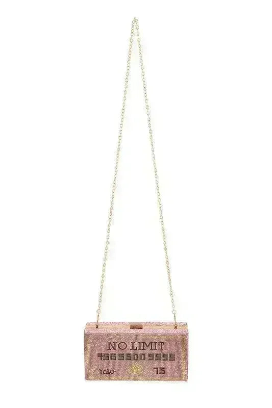 NO LIMIT YOLO Credit Card Rhinestone Clutch