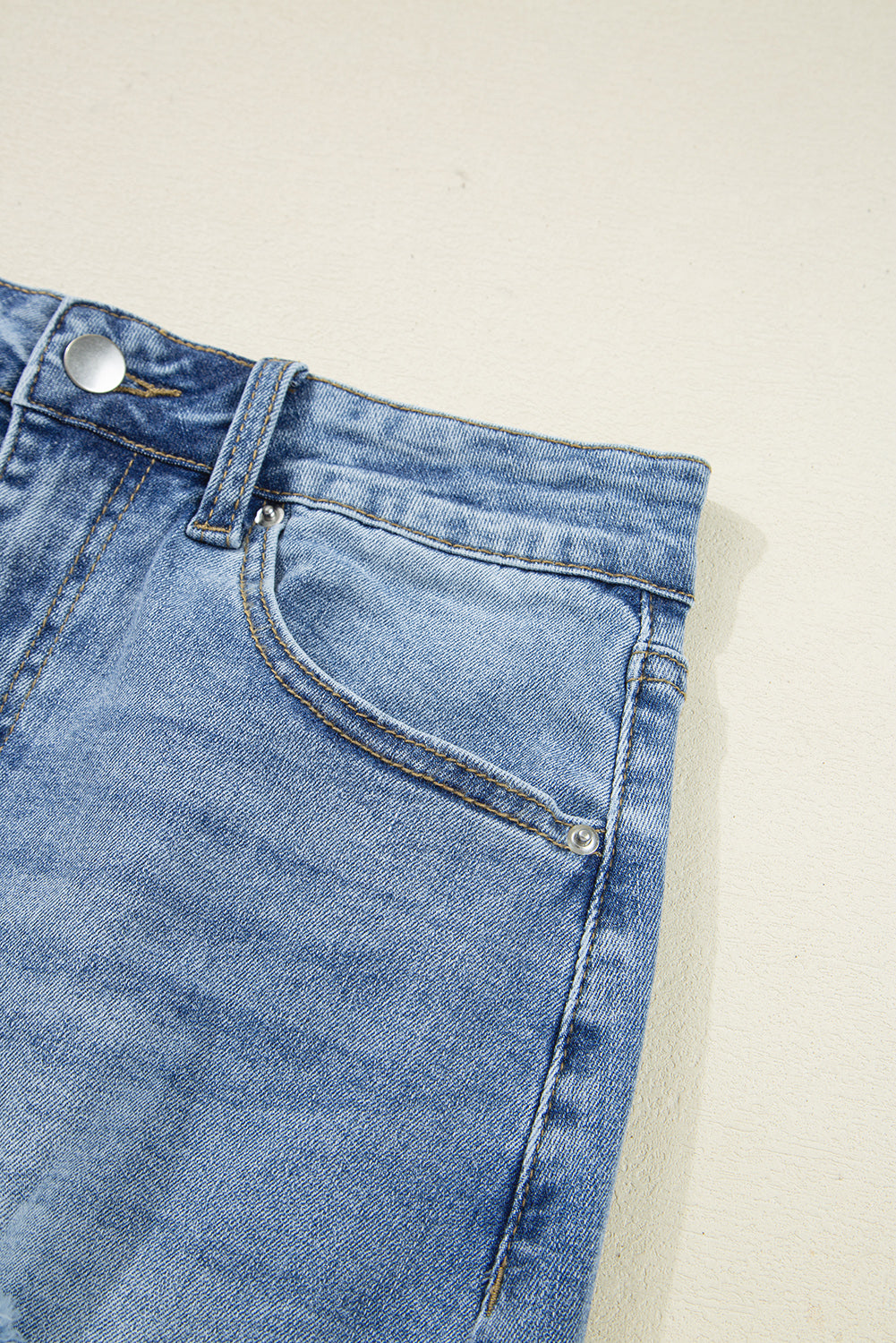 Myosotis Distressed Hem Denim Midi Skirt Irregular Look