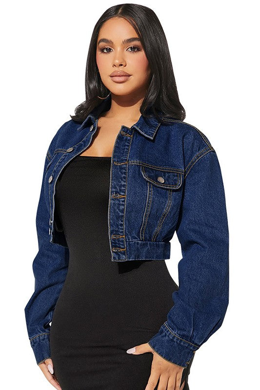 WOMEN FASHION DENIM CROP JACKET