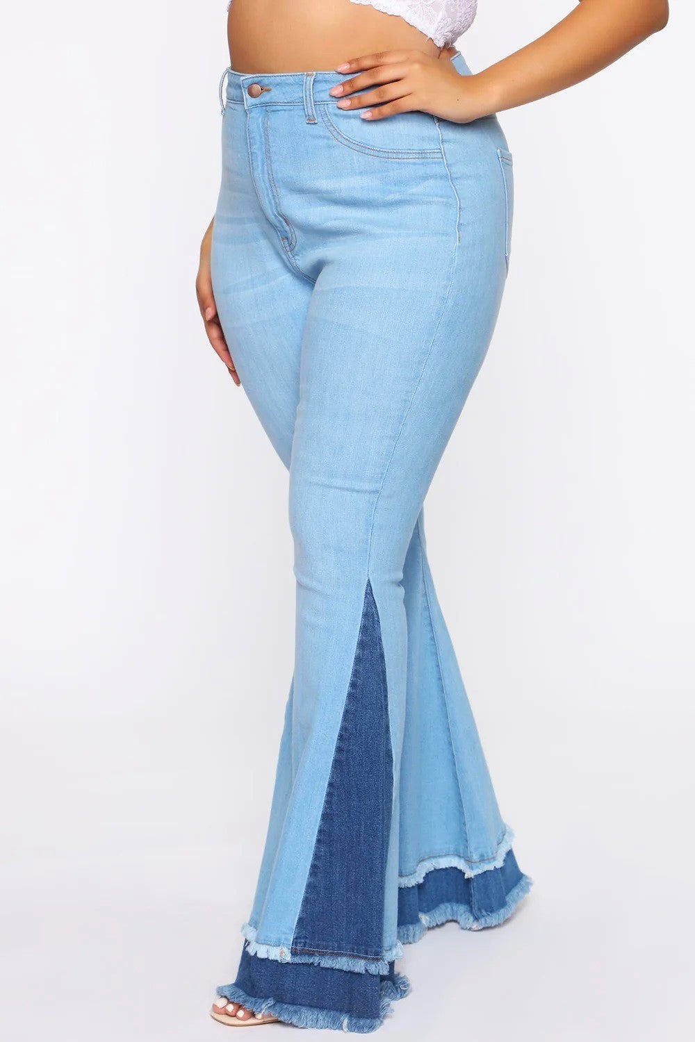 Rodeo Queen Plus Size-high Rise Two Tones Flare Jeans