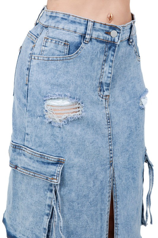 WOMEN FASHION LONG MAXI DENIM SKIRT