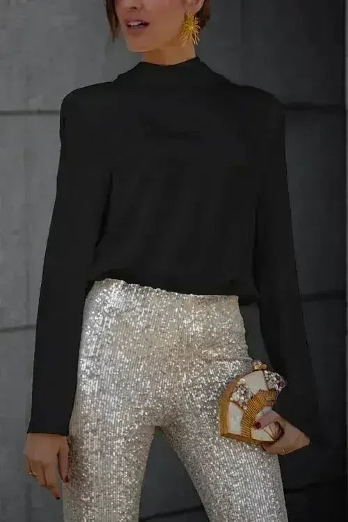 Backless Cowl Neck Long Sleeve Blouse – Elegant & Stylish | Femstylo