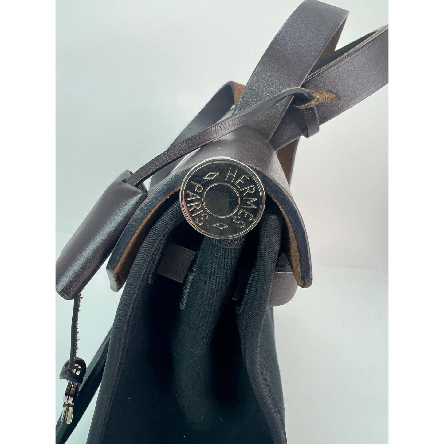 Hermes Toile vache Hunter Herbag zip 31 PM Black Ebene Shoulder Bag