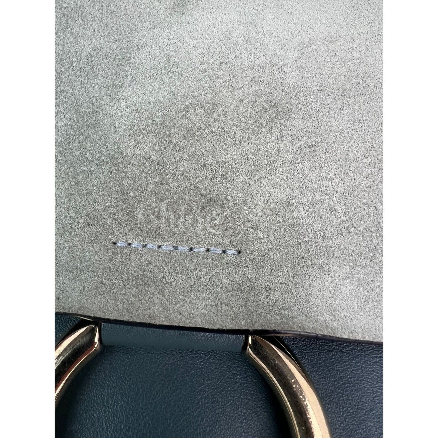 Chloe Faye Chain Suede Leather Gray Blue Crossbody Bag