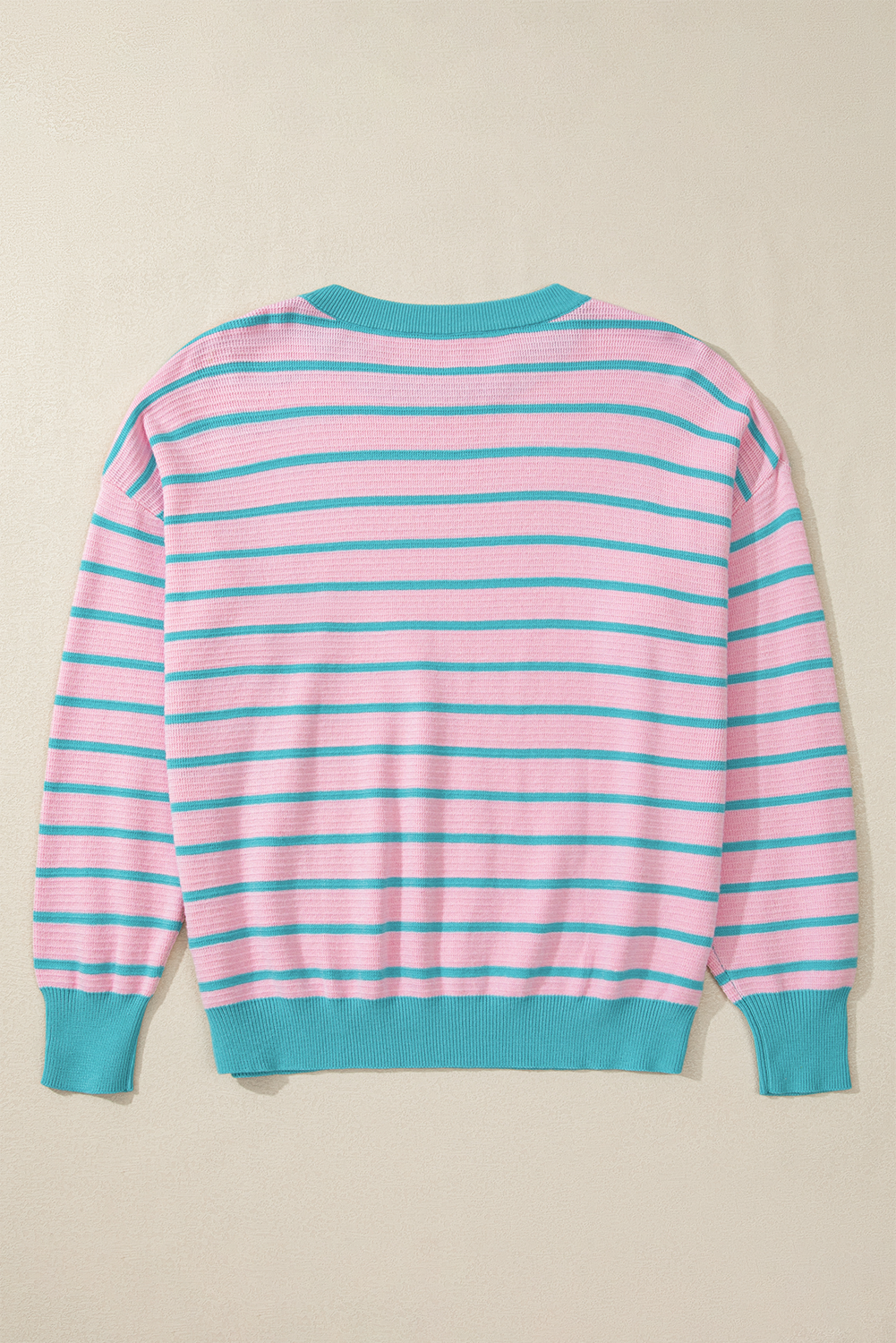Briar Stripe Trimmed Round Neck Loose Sweater