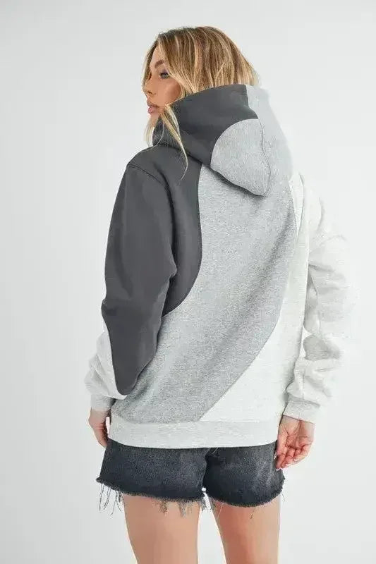 Aemi + Co Color Block Hoodie with Kangaroo Pocket