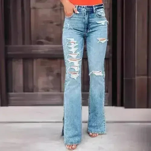 25 Edition – High Waist Ripped Split Stretch Jeans for Women