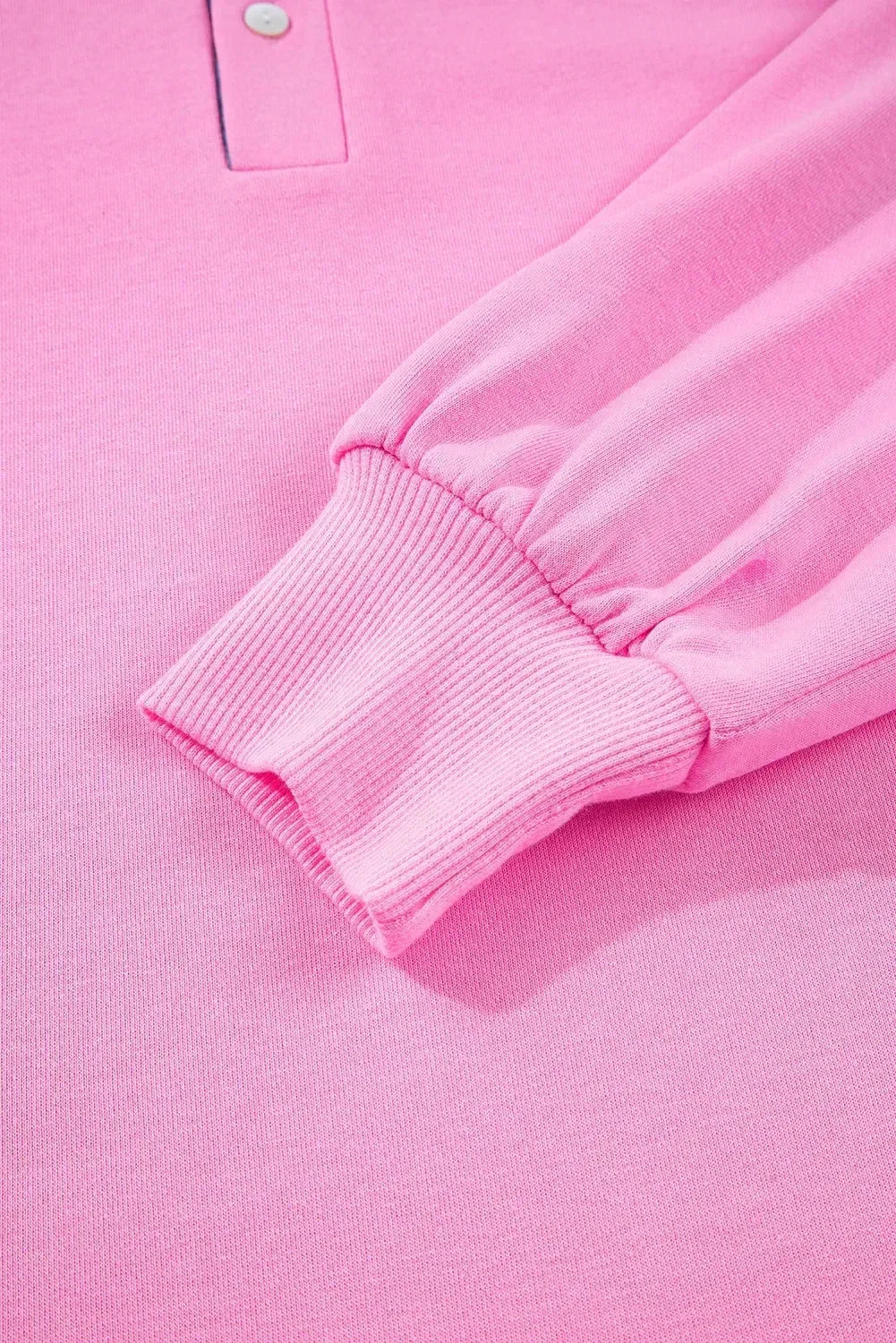 Pink Striped Collar Long Sleeve Ruffle Hem Dress