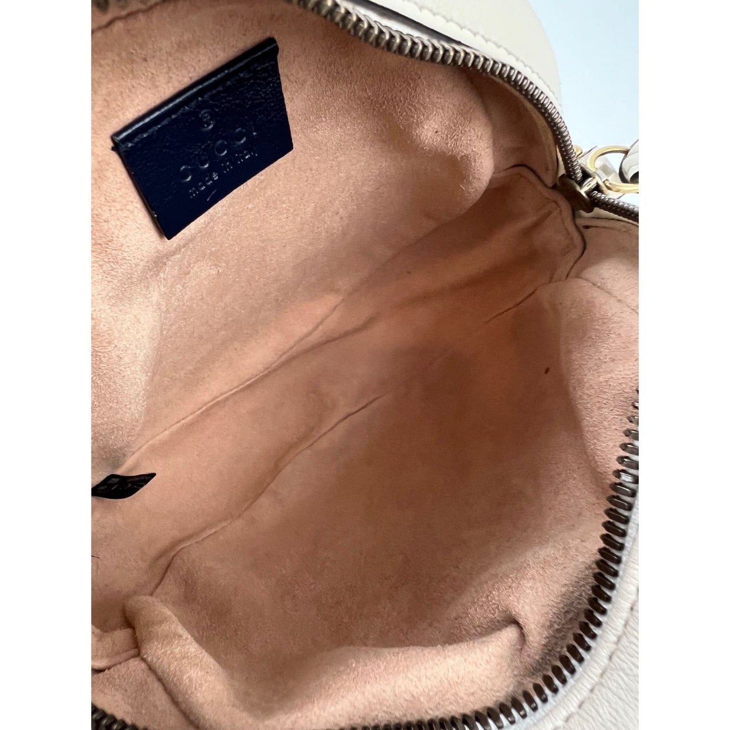 Gucci GG Azalea Matelasse Leather Round Mystic White Shoulder Bag