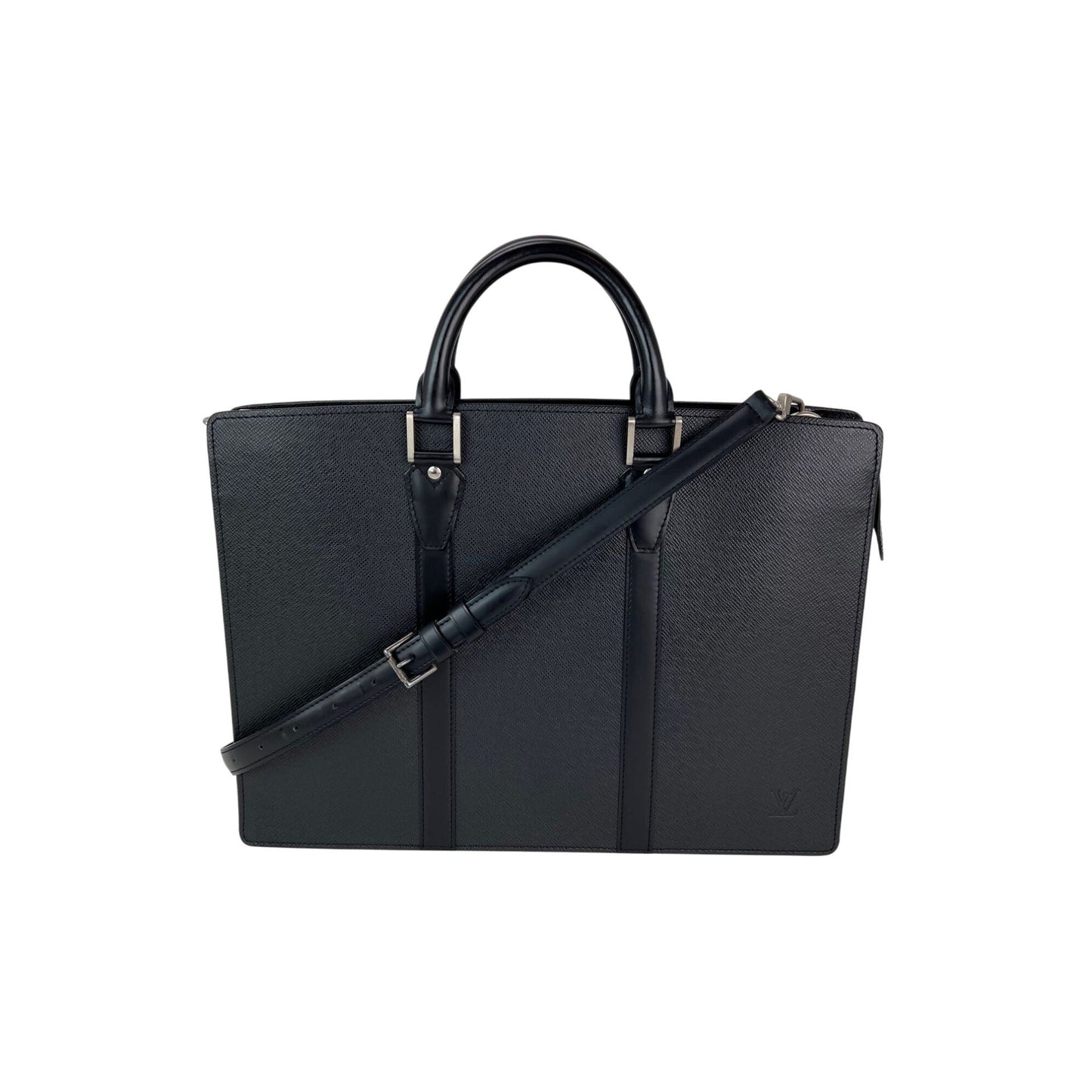 Louis Vuitton Taiga Lozan Ardoise Black Leather Briefcase Men