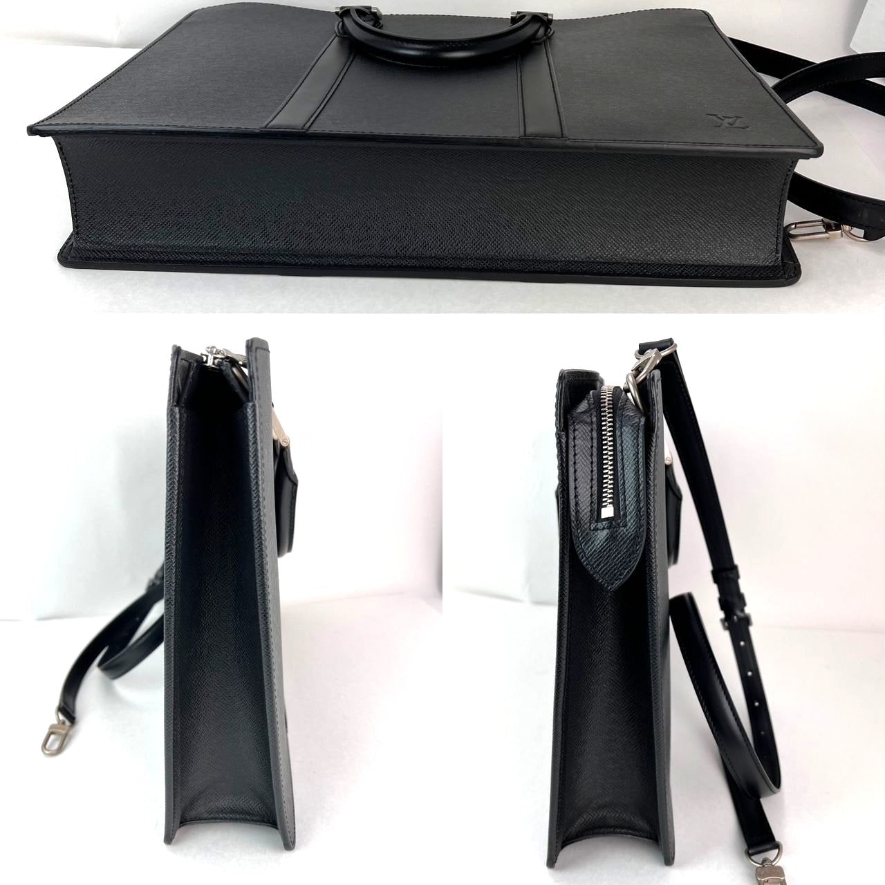 Louis Vuitton Taiga Lozan Ardoise Black Leather Briefcase Men