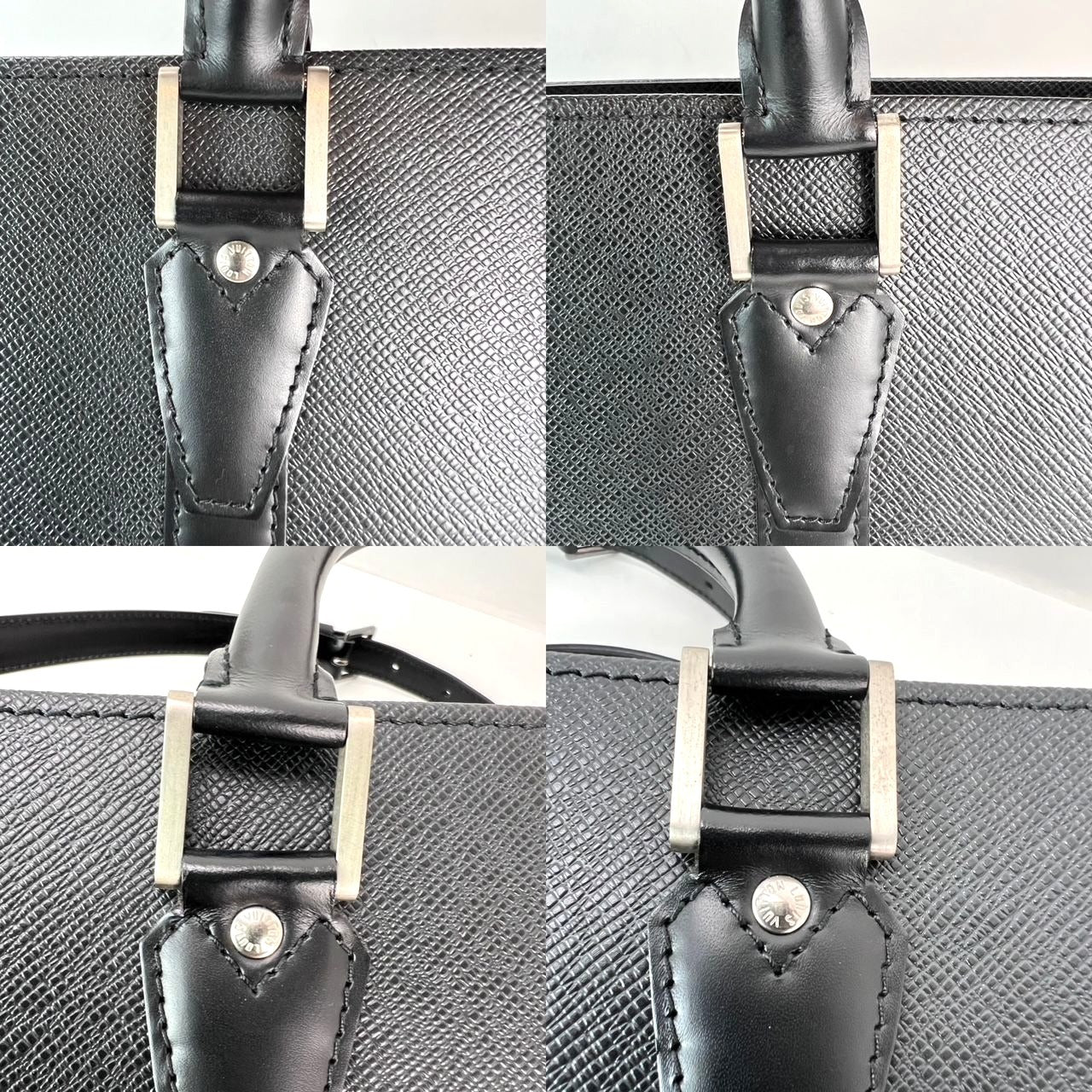 Louis Vuitton Taiga Lozan Ardoise Black Leather Briefcase Men