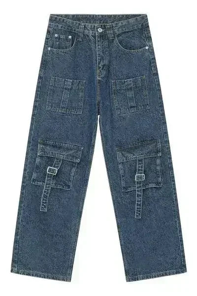 Mid Rise Men's Jeans with Cargo Pockets