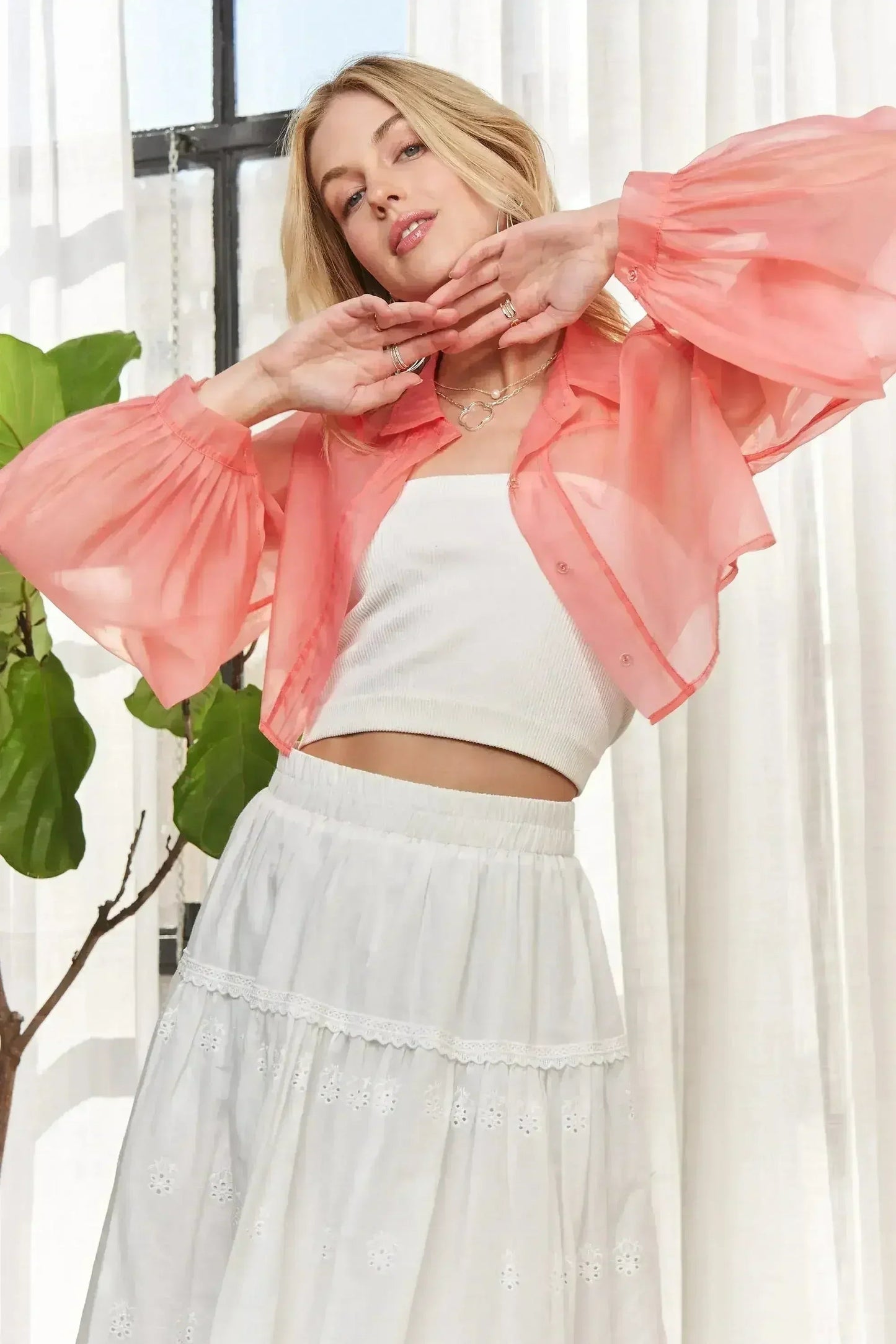 ADORA See Through Crop Shirt