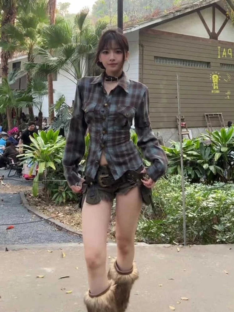 2025 Spring Summer Women Y2k Design Harajuku Shirts Long Sleeve Aesthetic Tops Backless Blouses Design Grunge New Goblin Core