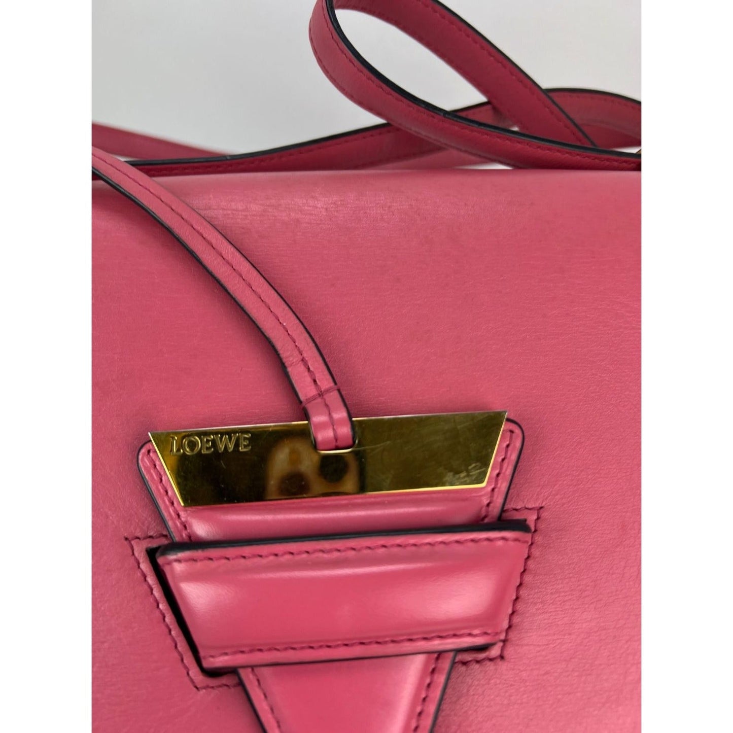 Loewe Medium Barcelona Pink Leather Shoulder Bag