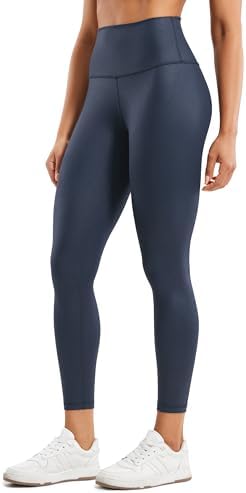 Leather Leggings - CRZ YOGA Butterluxe Matte Faux Leather Leggings for Women 25" - High Waisted Stretch Ankle Leather Pants Pleather Tights