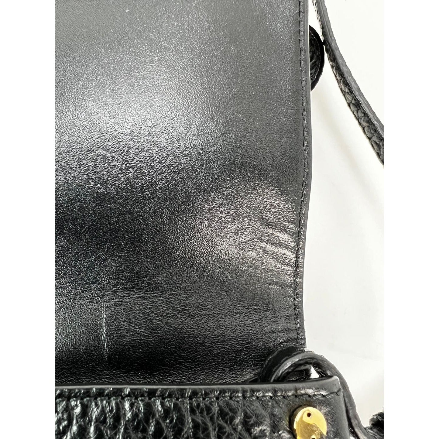 Burberry Signature Grain Leather Check Embossed Langley Black Crossbody