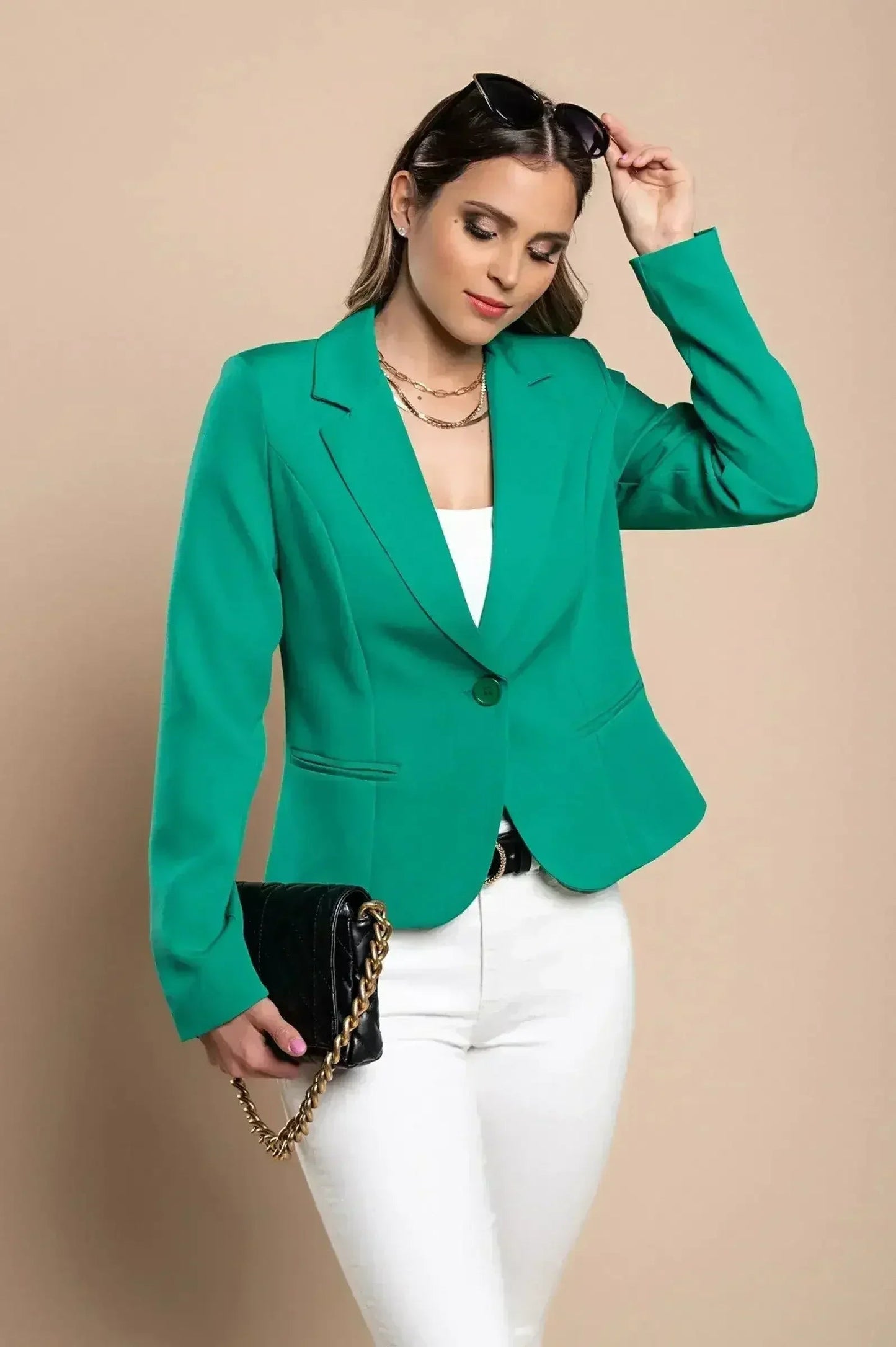 Blazer s klasičnim ovratnikom Softina, zelen