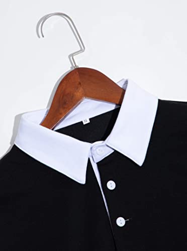 Natalie Winters Dress - Remidoo Women's Collared Half Button Long Sleeve Striped Crop Top Sweatshirt