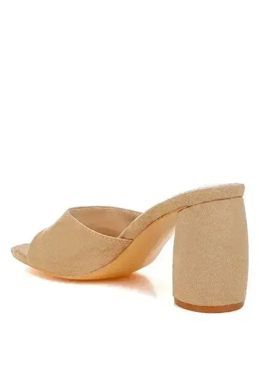 Micro Suede Block Heel Sandals - 3" Walkable Slip-Ons - Office to Outing