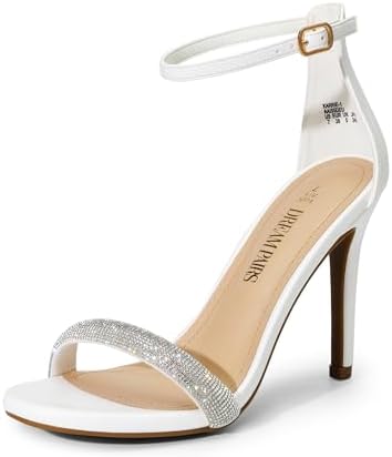 Women's Floral Ankle Strap Stiletto Heeled Sandals – Open Toe Dressy Party Shoes