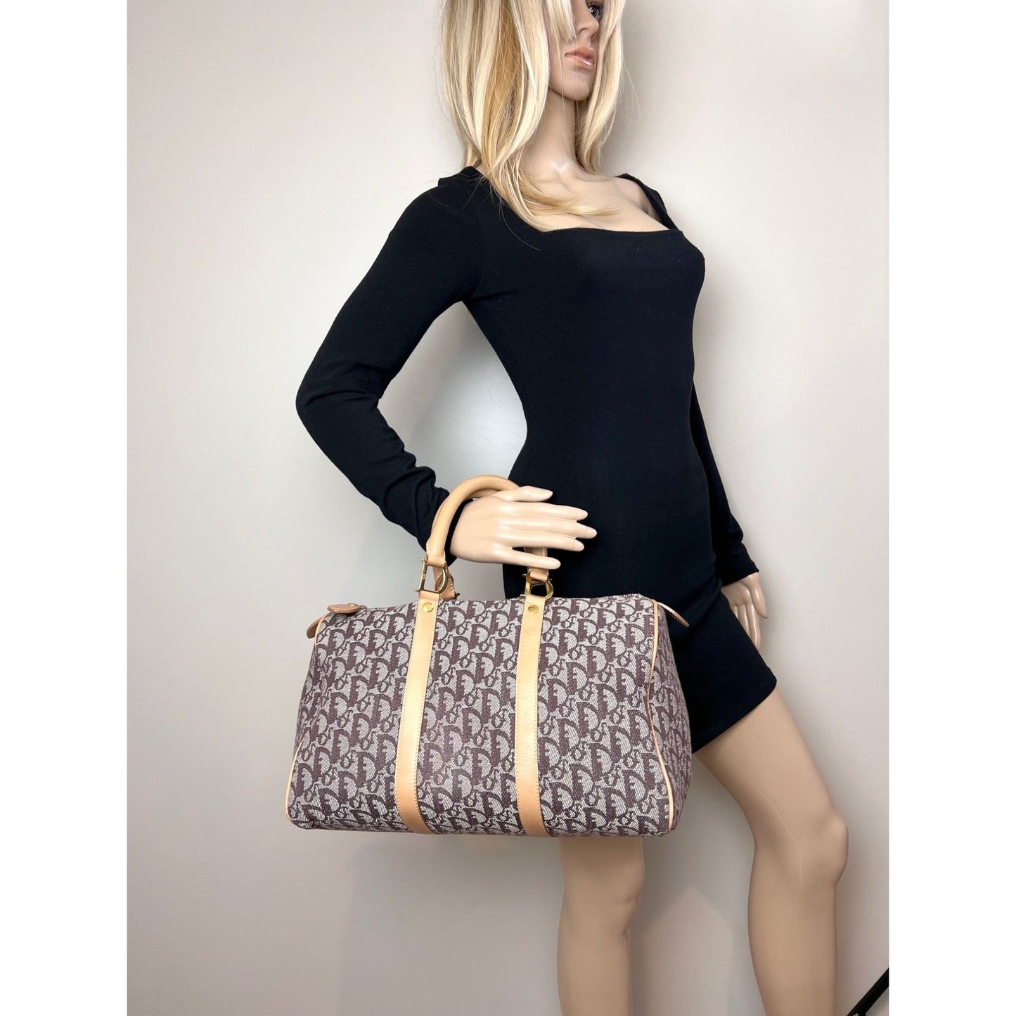 Christian Dior Vintage Trotter Diorissimo Medium Brown Boston Bag