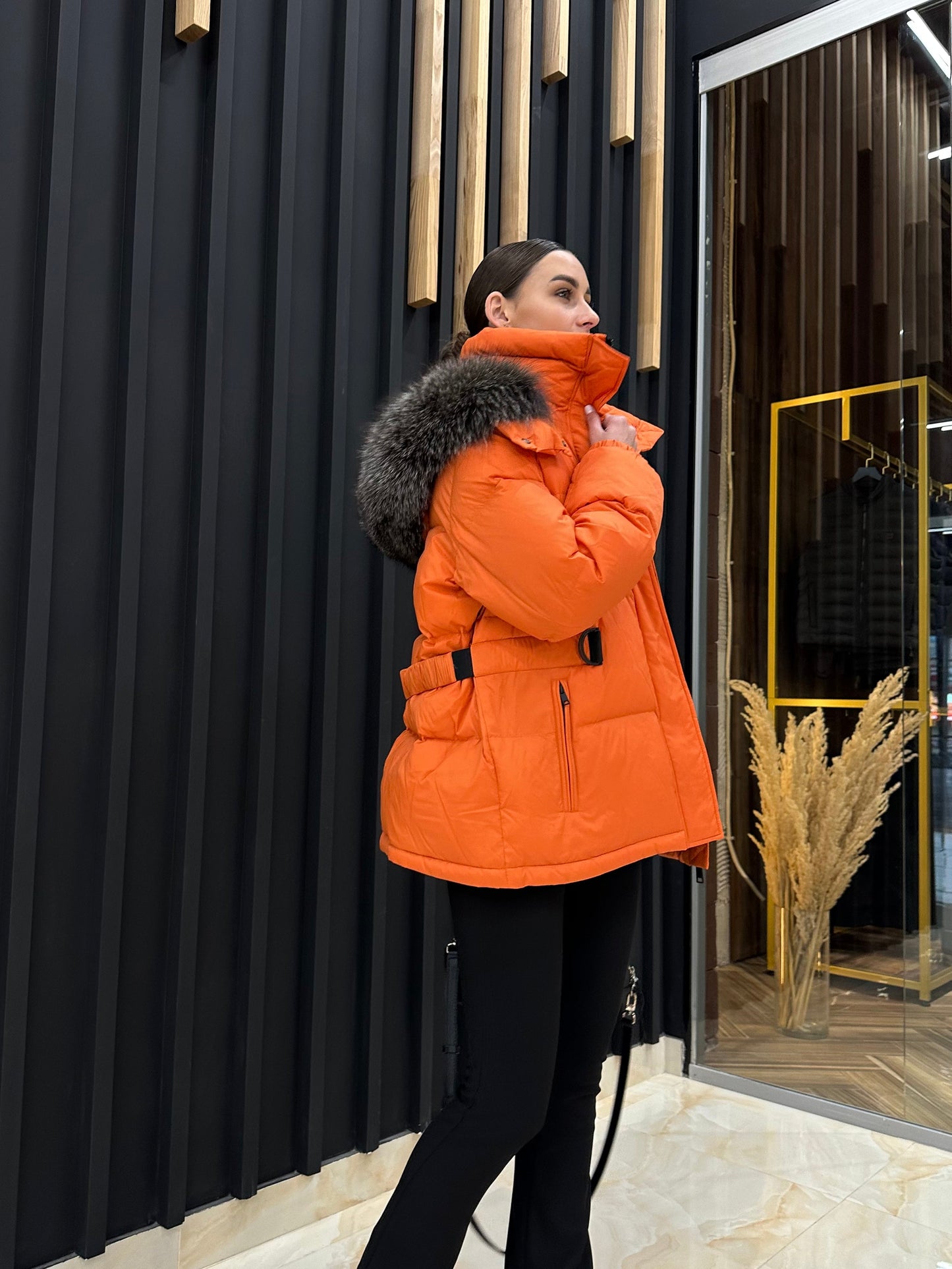 Veste en duvet de renard argenté véritable