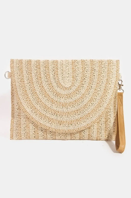Fame Two Tone Woven Paper Envelope Clutch Bag Boho Beach