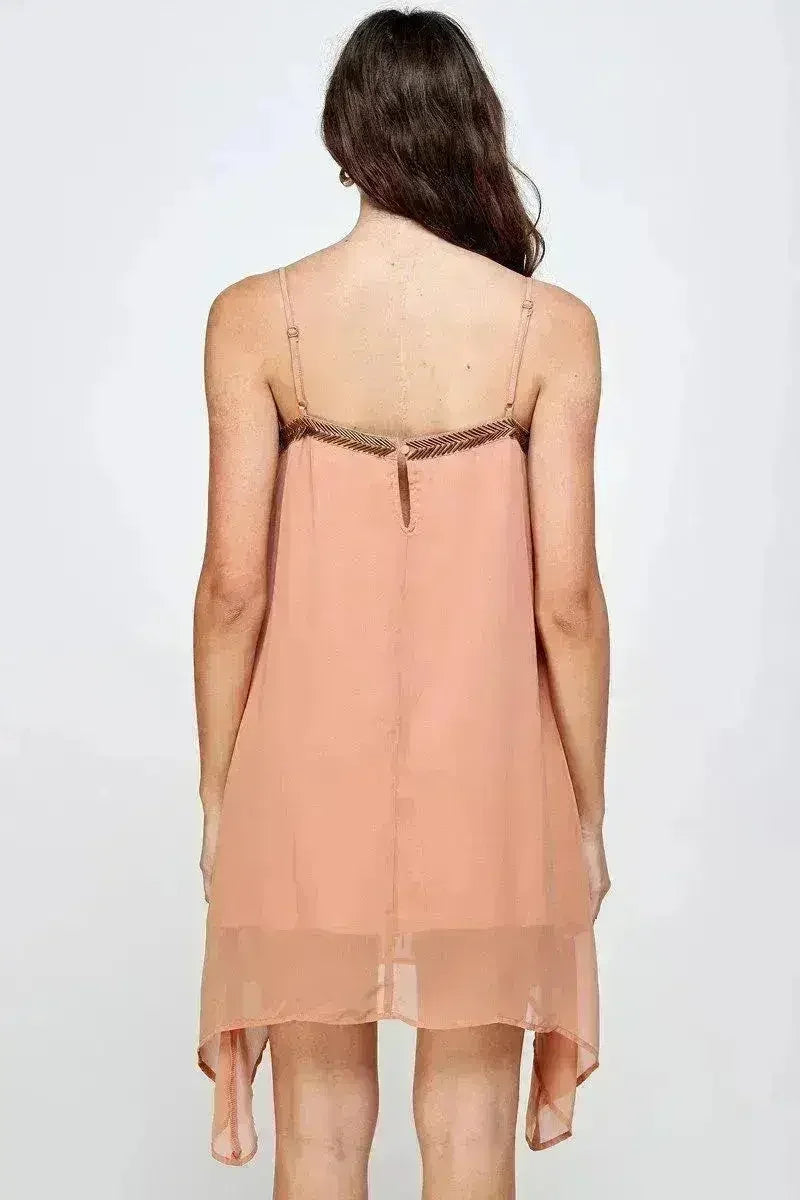 Metallic Fringe Sleeveless Mini Dress Flow - Femstylo