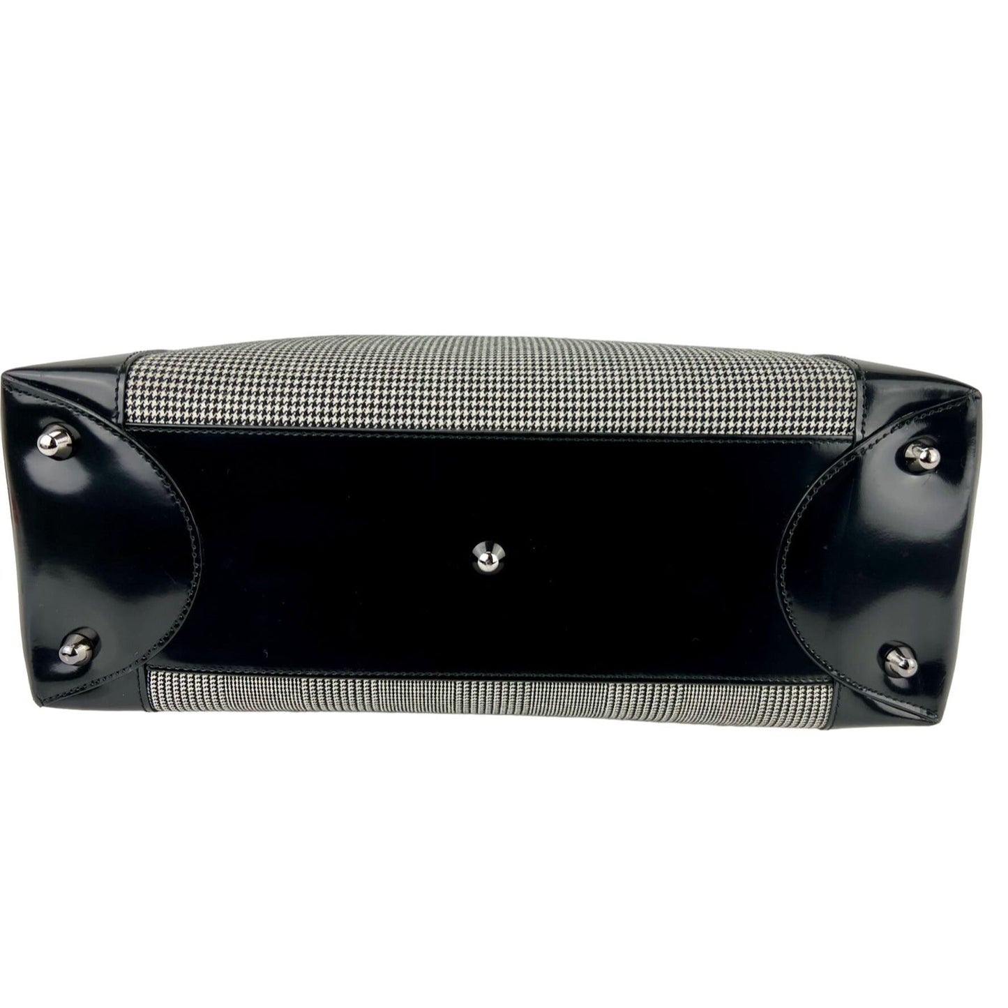 Christian Dior Large Lady Black Patent Leather Canvas Hand Bag