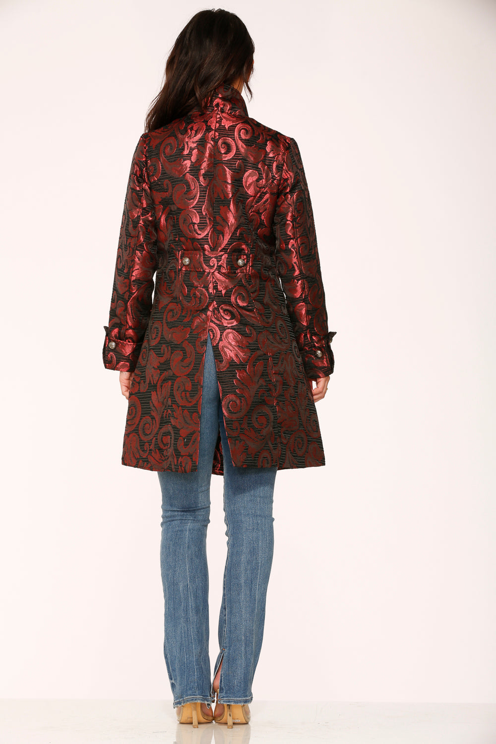 34650 Red Brocade Women's Coat
