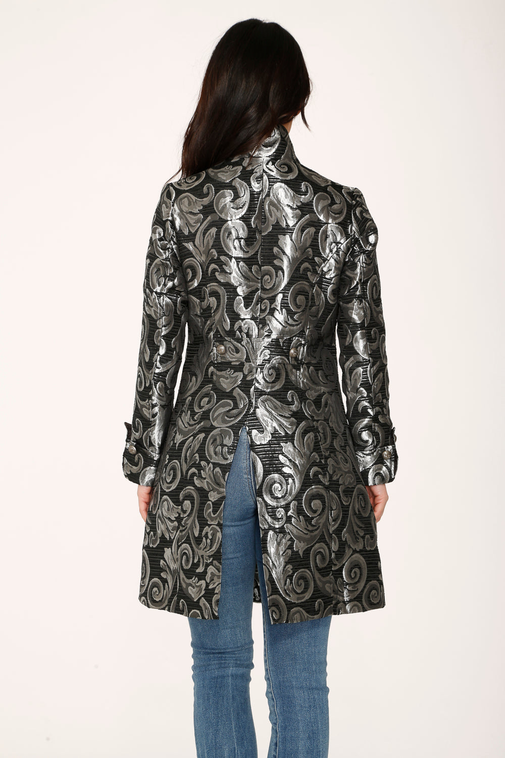34652 Silver Brocade Womens Coat